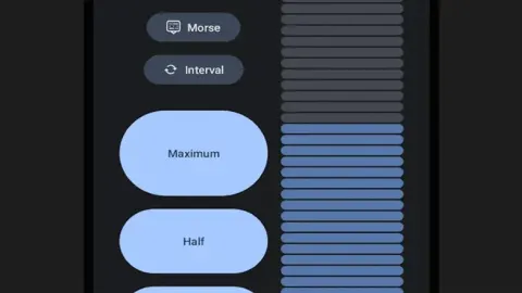 FlashDim application to control the level of lighting of the mobile searchlight