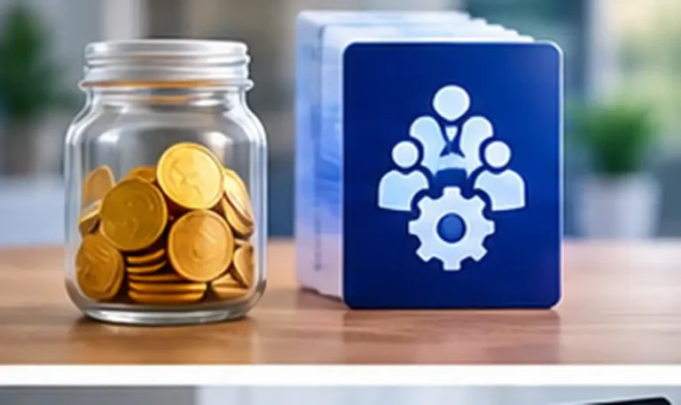 PF balance check online with savings jar and employee icon